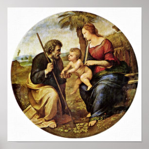 Raffael - helig familj under en palmträd Tondo Poster