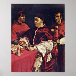 Raffael - porträtt av Pope Leo X och kardinaler Poster