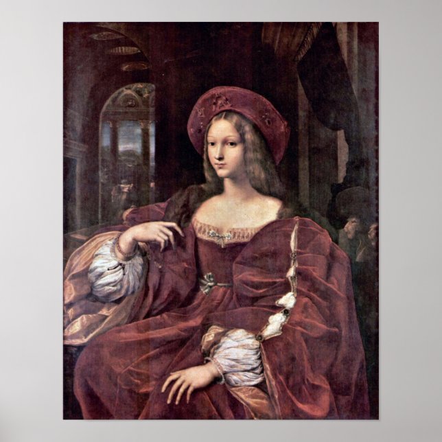 Raffaello Sanzio - Porträtt från Joanna of Aragon Poster (Framsidan)