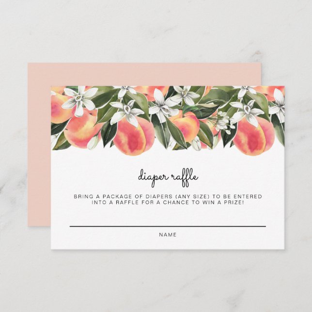 Raffelkort för små persikor Baby Inbjudningar (Fram/baksida)