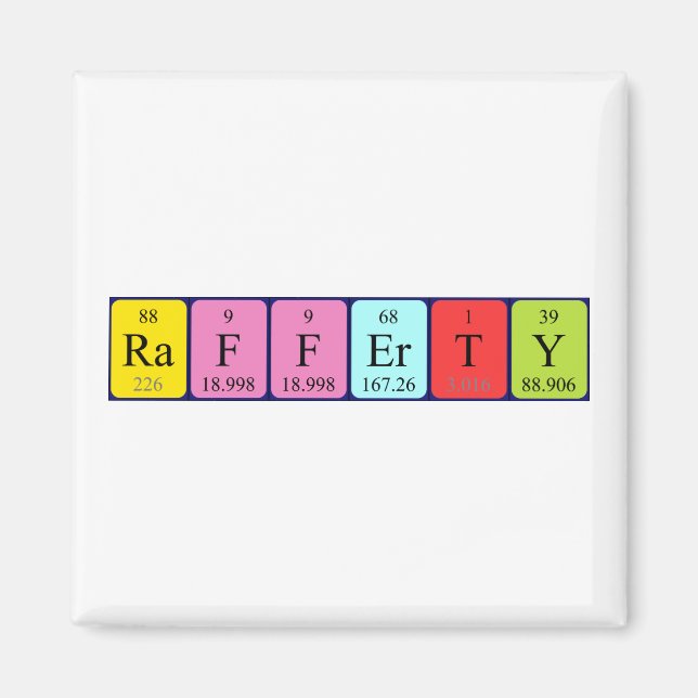 Rafferty Perioty bord namn magnet (Framsidan)