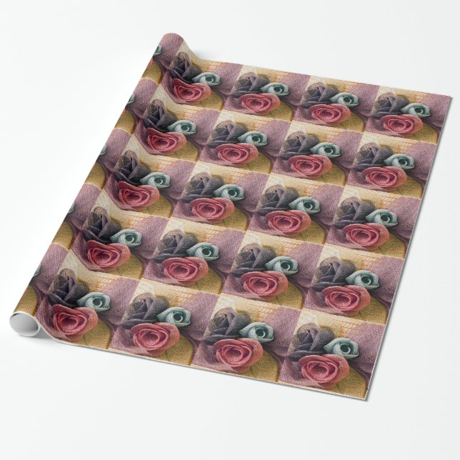 Raffia Rosor Presentpapper (Utrullad)