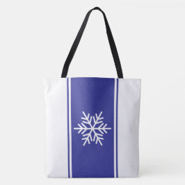 Raffinerad djupblå vit Tävla Rand Snöflake Tygkasse