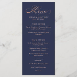 Raffinerad | Faux Ro Guld Calligraphy on Navy Menu Meny