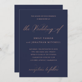 Raffinerad | Kalligrafi över Faux Ro Guld Bröllop Inbjudningar