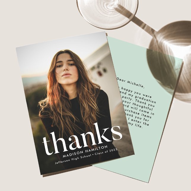 Raffinerad Mint-Grönt Photo Studenten Tack Kort (Skapare uppladdad)