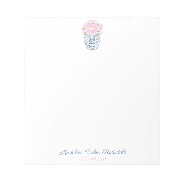 Raffinerad Rosa Peony Ginger Burk Dam Anteckningsblock (Framsida)