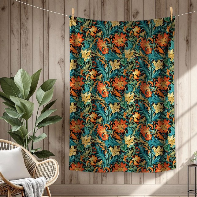 Raffinerade botaniska marris-Blommönster Fleecefilt (Refined Botanical Morris Iconic Floral Patterns Fleece Blanket)