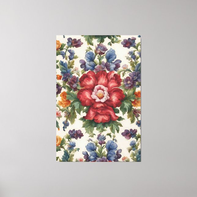 Raffinerade röda blommor och ömtåliga blommor av f canvastryck (Framsida)