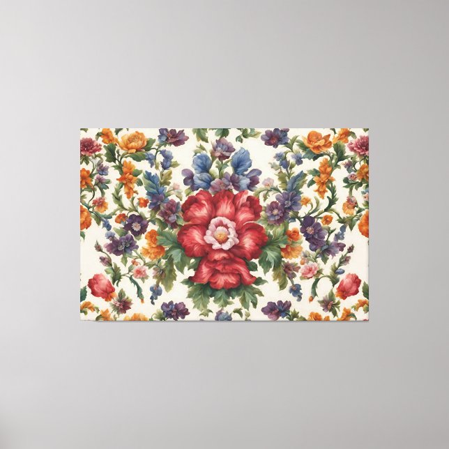 Raffinerade röda blommor och ömtåliga blommor av f canvastryck (Framsida)