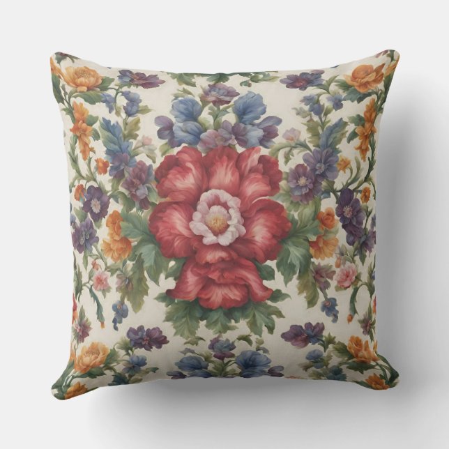 Raffinerade röda blommor och ömtåliga blommor av f kudde (Baksida)