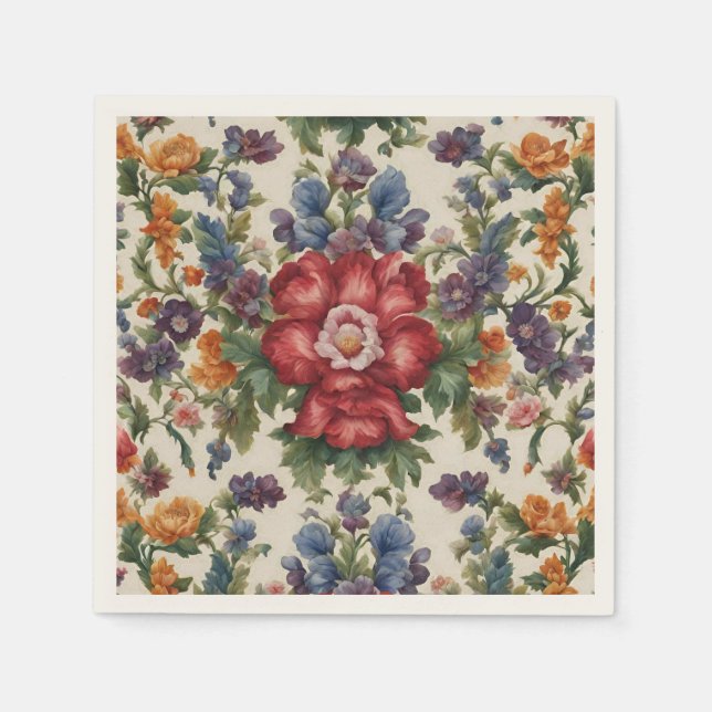 Raffinerade röda blommor och ömtåliga blommor av f pappersservett (Framsidan)