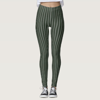 Raffinerat grönt monokromt Lodrät Thin Rand Leggings