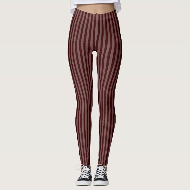 Raffinerat Lodrät av monokroma Bordeaux Thin Rand Leggings (Framsida)