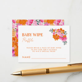 Raffla med rosa orange babydoekjes baby shower spe tilläggskort