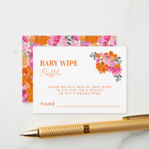 Raffla med rosa orange babydoekjes baby shower spe tilläggskort