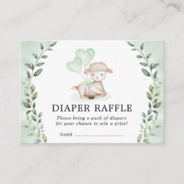 Raffle Baby Sheep Shower för Cute Greenery Lamb Tilläggskort