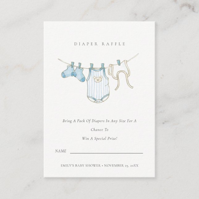 Raffle Baby Shower (dölj för ljusblå dagbok) Tilläggskort (Framsida)