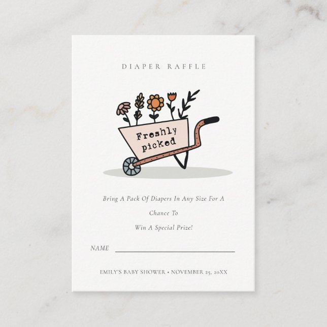 Raffle Baby Shower för  Blommigtar Tilläggskort (Framsida)