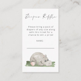 Raffle Baby Shower för cute Hippo-skript Tilläggskort