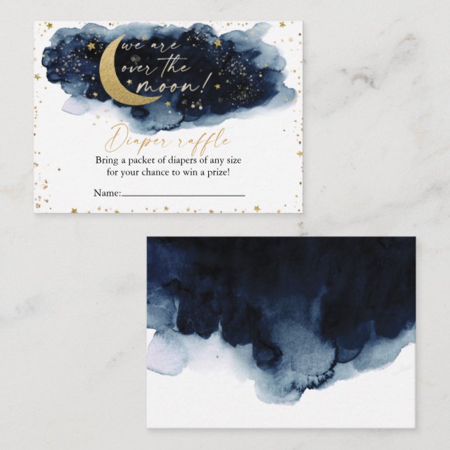 Raffle Biljett Baby Shower över Måne Tilläggskort (Fram/baksida)