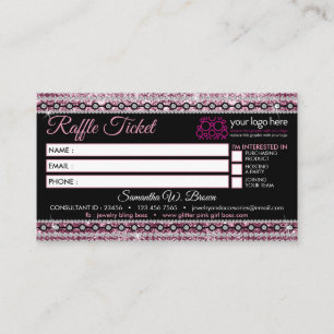Raffle-Biljett Glitz Rosa Jewelry Store Visitkort