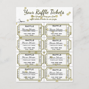 Raffle Biljett Golden Confetti Vykort