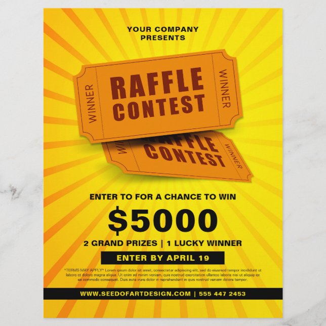 Raffle Biljett Tävling Giveaway Flyer-mall Reklamblad (Framsidan)