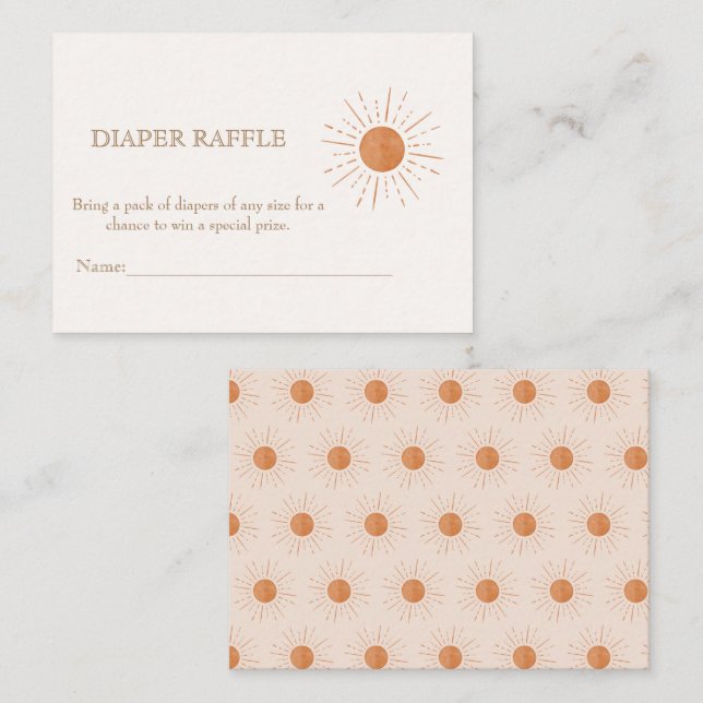 Raffle för vattenfärg Terracota Sol Retro Diaper R Tilläggskort (Fram/baksida)