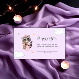 Raffle Raffle för raccoon Baby Shower Lavender Dia Tilläggskort
