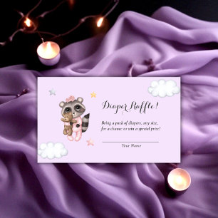 Raffle Raffle för raccoon Baby Shower Lavender Dia Tilläggskort