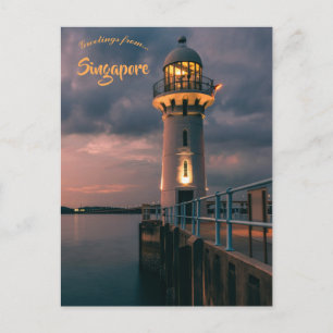 Raffles Marina Lighthouse i Singapore Vykort