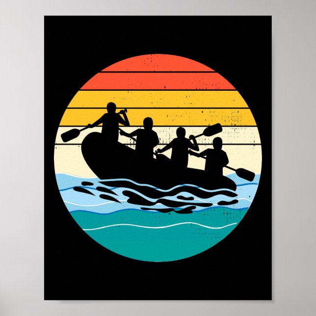 Raft Team Raft White Vatten Rafter Paddle Retro Poster (Framsidan)