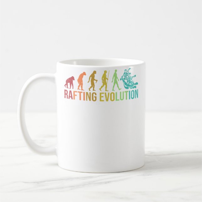 Rafting Evolution - River Whitewater Rafting Funny Kaffemugg (Vänster)