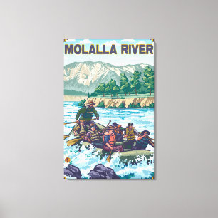 Rafting för vitvatten - Molalla flod, Oregon Canvastryck