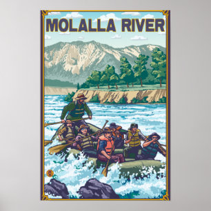 Rafting för vitvatten - Molalla flod, Oregon Poster