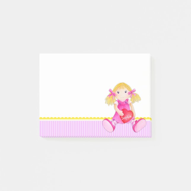 Rag docka vattenfärgsdel skicka anteckningar post-it block (Framsida)