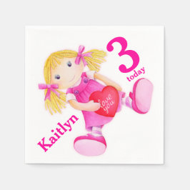 Rag doll art-flickor 3:e födelserapor pappersservett