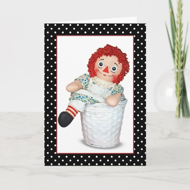 Rag Doll Birthday med Polka dots Kort (Framsida)