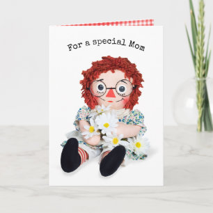 Rag Doll med Daisy Bouquet för Mamma Kort