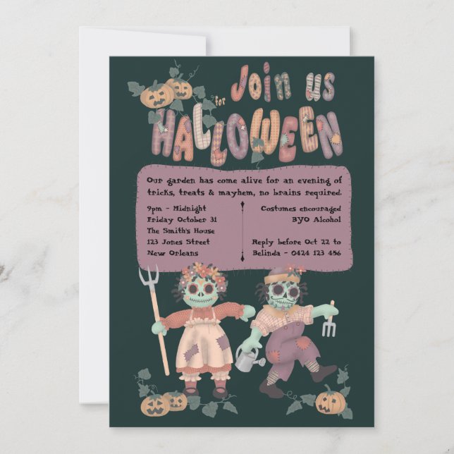 Rag Doll Zombies - Halloween-inbjudan Inbjudningar (Framsida)