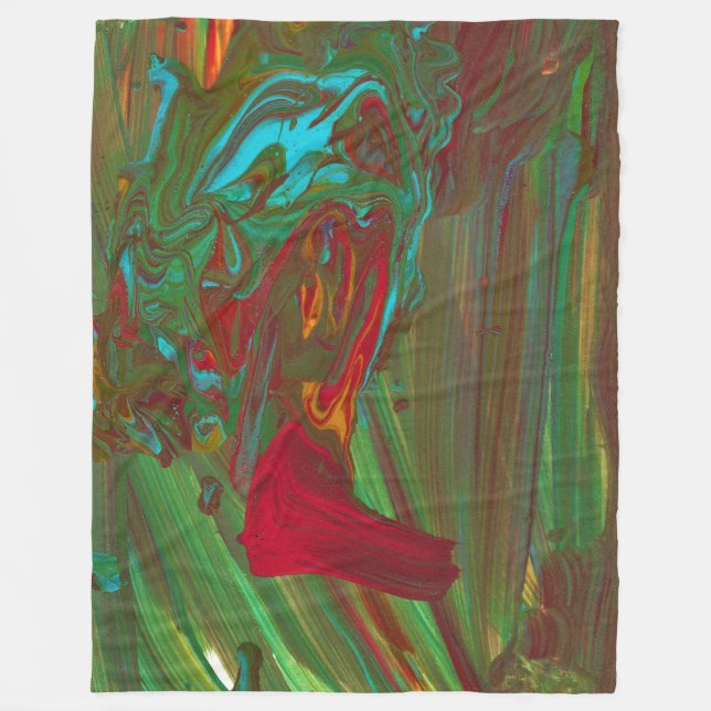 Rag To Riches 1 Bold Red Green Abstract Blanket Fleecefilt (Framsidan)