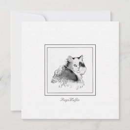 RagaMuffin Cat Charcol Sketched Anteckningskort