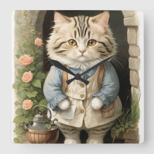 Ragamuffin Cat Fyrkantig Klocka