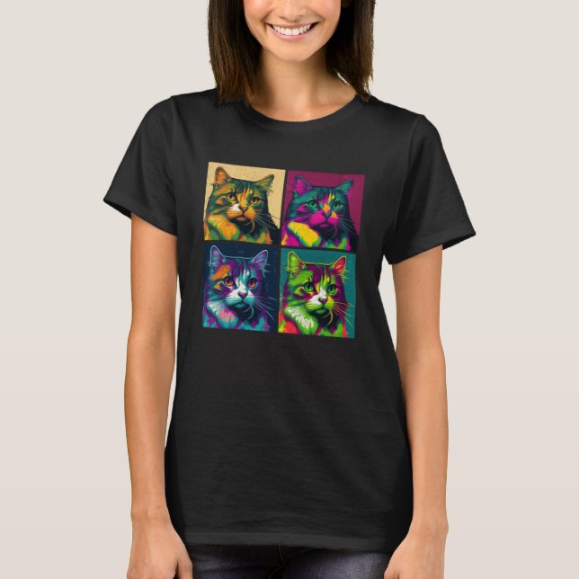 Ragamuffin Cat pop Illustration Färgbildande djur T Shirt (Framsida)