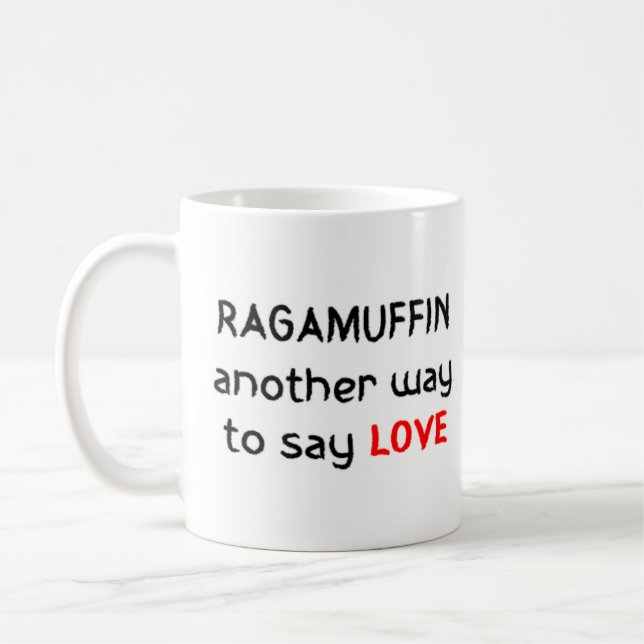 ragamuffin kärlek kaffemugg (Vänster)