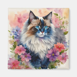 Ragdoll Blommigt Art Magnet