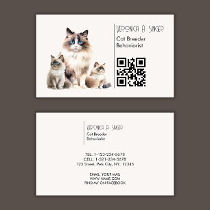 Ragdoll Breeder Behaviorist QR Code Cat Visitkort