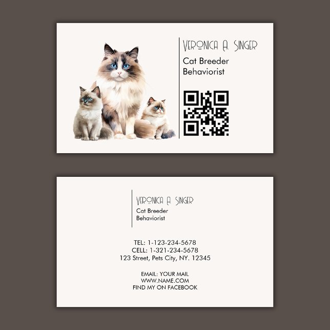 Ragdoll Breeder Behaviorist QR Code Cat Visitkort (Skapare uppladdad)