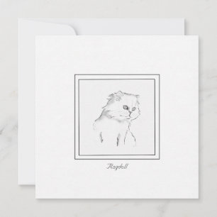Ragdoll Cat Black and White Contemporary Note Card Anteckningskort